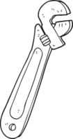 drawn black and white cartoon adjustable spanner png