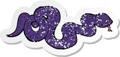 retro distressed sticker of a cartoon snake png