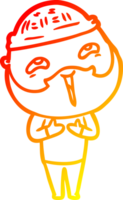 warm gradient line drawing of a cartoon happy bearded man png