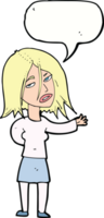 cartoon unhappy woman with speech bubble png