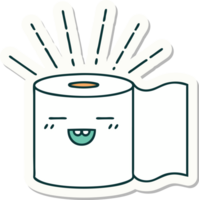 sticker of a tattoo style toilet paper character png