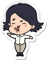 sticker of a cartoon girl pulling face png