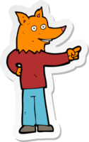 sticker of a cartoon fox man pointing png