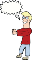 Cartoon grinsender Mann mit Brille mit Sprechblase png