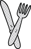 comic book style quirky cartoon cutlery png