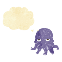 cartoon alien squid face with thought bubble png