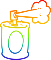 rainbow gradient line drawing of a cartoon spraypaint can png