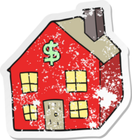 retro distressed sticker of a cartoon housing market png