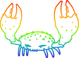 rainbow gradient line drawing of a cartoon crab png