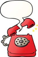 cartoon ringing telephone with speech bubble in smooth gradient style png