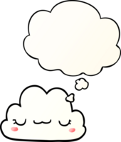 cute cartoon cloud with thought bubble in smooth gradient style png