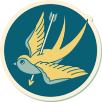 sticker of tattoo in traditional style of a swallow png