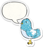 cartoon bird with speech bubble distressed distressed old sticker png