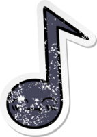 distressed sticker of a cute cartoon musical note png