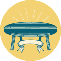 ícone de uma mesa de madeira estilo tatuagem png