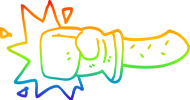 rainbow gradient line drawing of a cartoon punch png