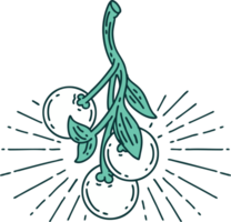 illustration of a traditional tattoo style mistletoe berries png