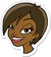 sticker of a cartoon pretty female face png