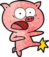 dessin animé cochon criant et donnant des coups de pied png