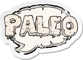 retro distressed sticker of a paleo cartoon sign png