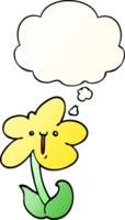 desenho animado flor com pensamento bolha dentro suave gradiente estilo png