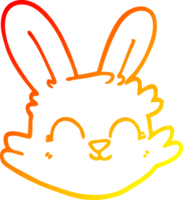 warm gradient line drawing of a cartoon happy rabbit png