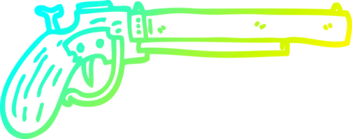 cold gradient line drawing of a cartoon old pistol png