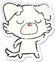 distressed sticker of a cartoon dog png