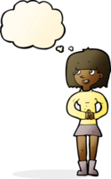 tecknad serie vänlig kvinna med trodde bubbla png
