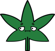 mignonne dessin animé de une marijuana feuille png