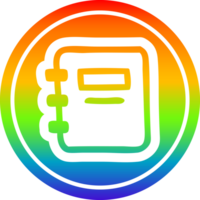 note book circular icon with rainbow gradient finish png