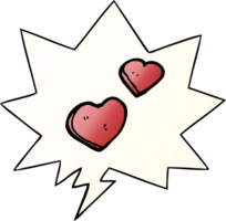 cartoon love hearts with speech bubble in smooth gradient style png