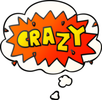 cartoon word crazy with thought bubble in smooth gradient style png