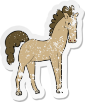 pegatina retro angustiada de un caballo de dibujos animados png