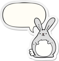 dessin animé lapin avec discours bulle autocollant png