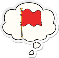 cartoon flag with thought bubble as a printed sticker png