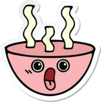 sticker of a cute cartoon bowl of hot soup png