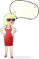 drawn speech bubble cartoon woman wearing sunglasses png