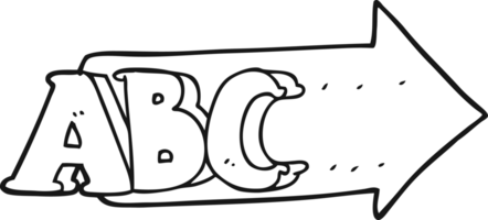 drawn black and white cartoon ABC symbol png