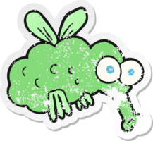 retro distressed sticker of a cartoon fly png