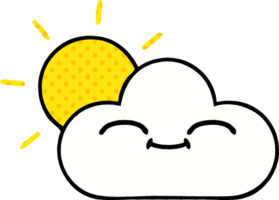 comic book style cartoon of a sunshine and cloud png