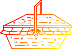 warm gradient line drawing of a cartoon picnic basket png