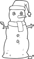 drawn black and white cartoon snowman png