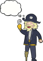 cartoon pirate captain with thought bubble png