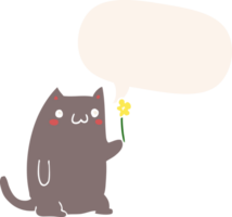 fofa desenho animado gato com discurso bolha dentro retro estilo png