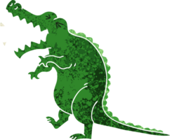 rétro illustration style excentrique dessin animé crocodile png