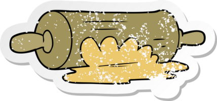 distressed sticker of a cartoon rolling pin png