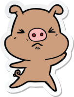 sticker of a cartoon angry pig png