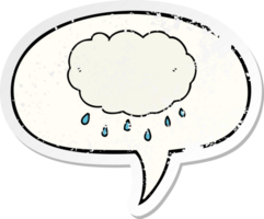 cartoon rain cloud with speech bubble distressed distressed old sticker png