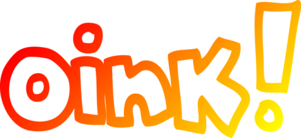 warm gradient line drawing of a cartoon word oink png